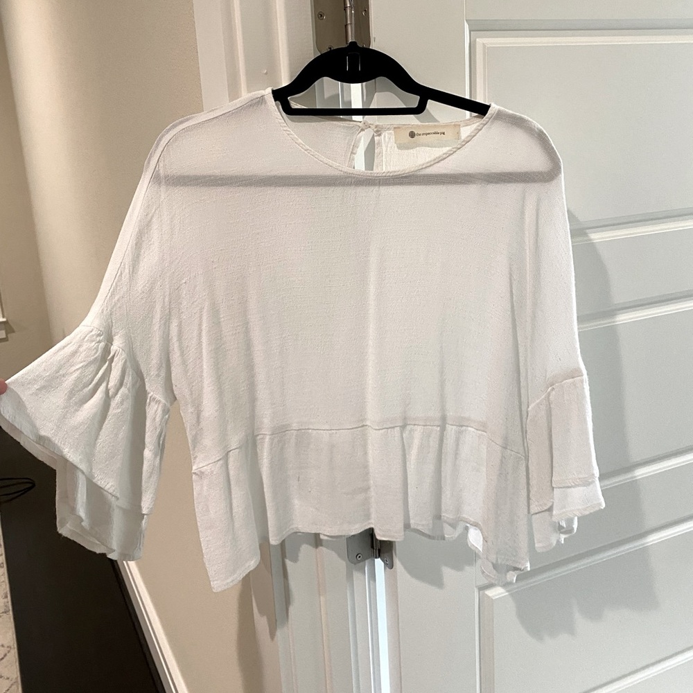 The Impeccable Pig White Bell Sleeved Top